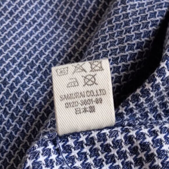 Samurai Jeans Co. Cotton Shirt Shuriken Chidori Houndstooth Made In Japan M - Picture 9 of 14